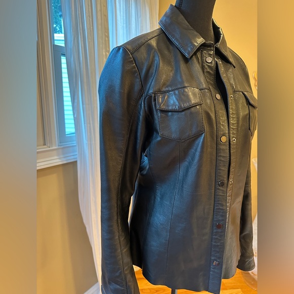 BOD & CHRISTENSEN leather shirt jacket black size M - Picture 4 of 15